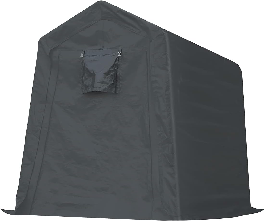 ADVANCE OUTDOOR 10x15 ft Shelter Storage Shed Steel Metal Peak Roof Portable Garage Carports for Motorcycle, Boat or Garden Tools with 2 Roll up Doors & Vents, Beige