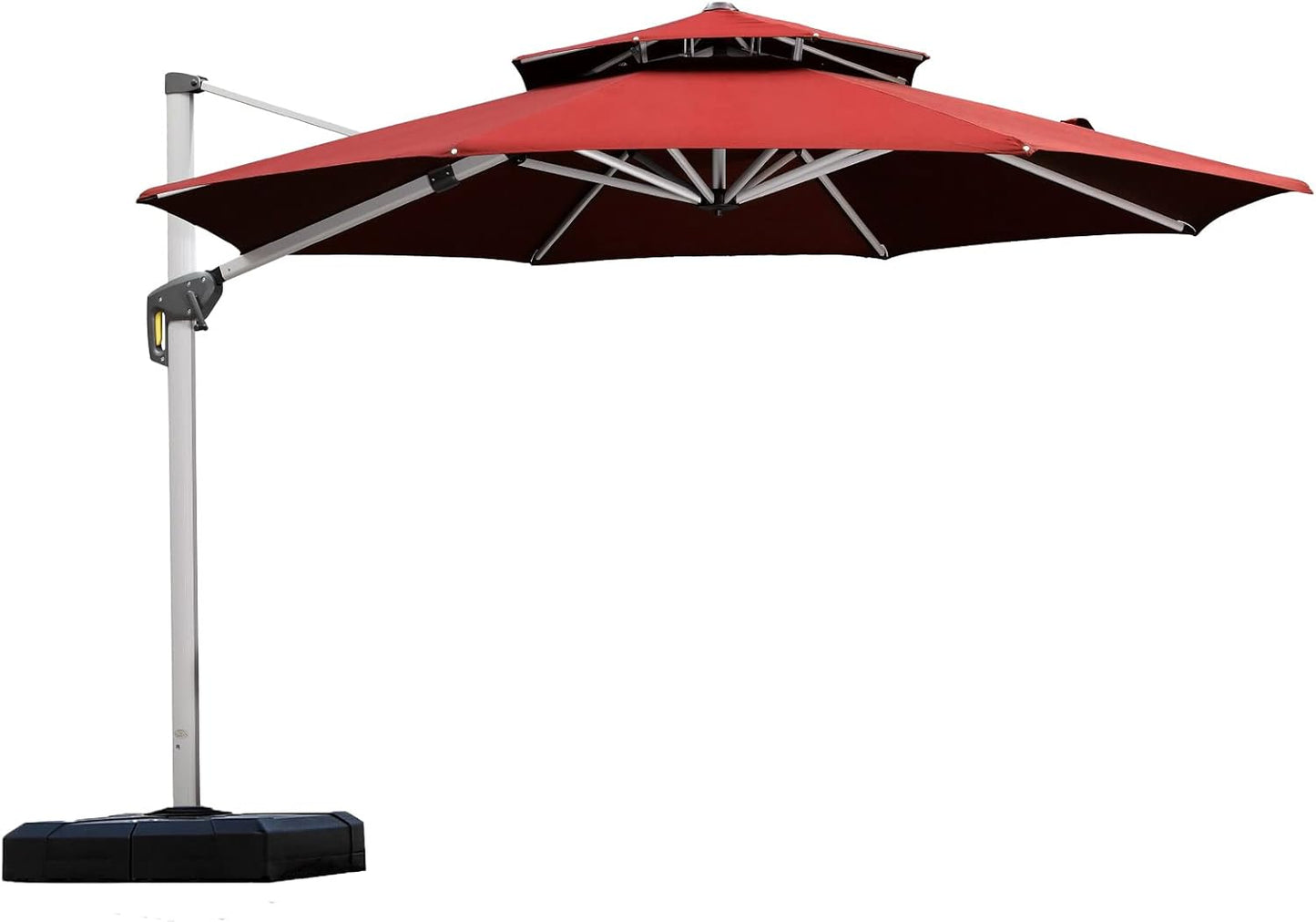 PURPLE LEAF 13 Feet Double Top Round Deluxe Patio Umbrella Offset Hanging Umbrella Outdoor Market Umbrella Garden Umbrella, Beige