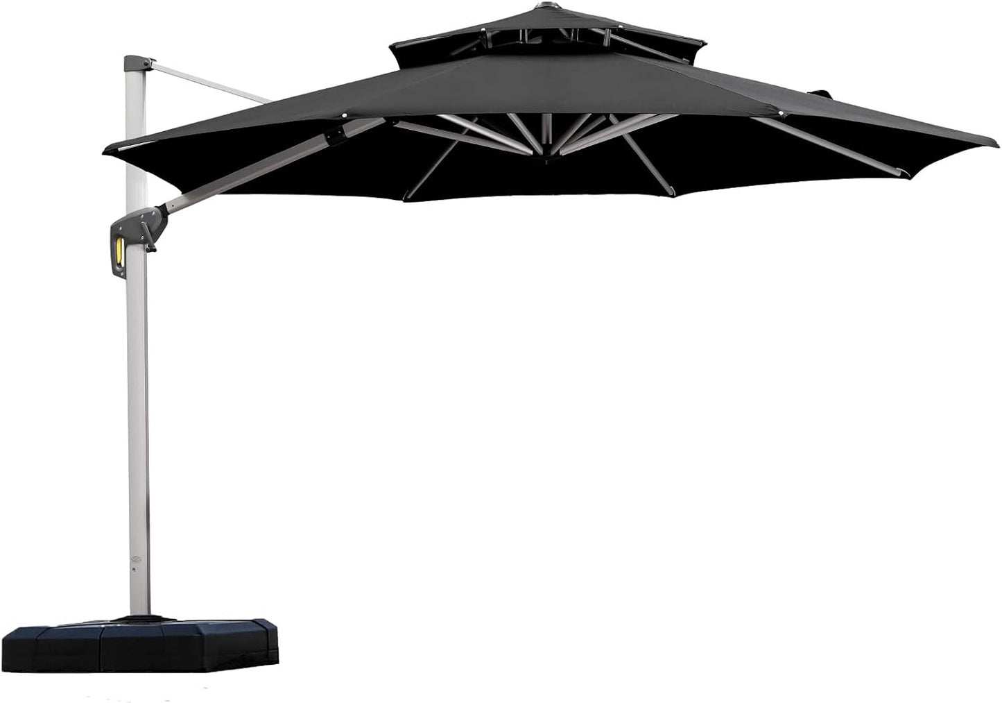 PURPLE LEAF 13 Feet Double Top Round Deluxe Patio Umbrella Offset Hanging Umbrella Outdoor Market Umbrella Garden Umbrella, Beige