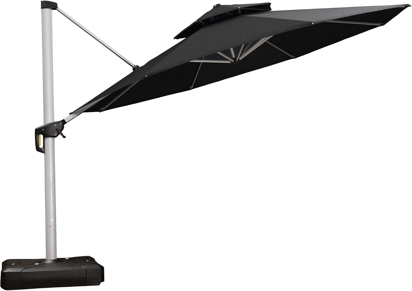 PURPLE LEAF 13 Feet Double Top Round Deluxe Patio Umbrella Offset Hanging Umbrella Outdoor Market Umbrella Garden Umbrella, Beige