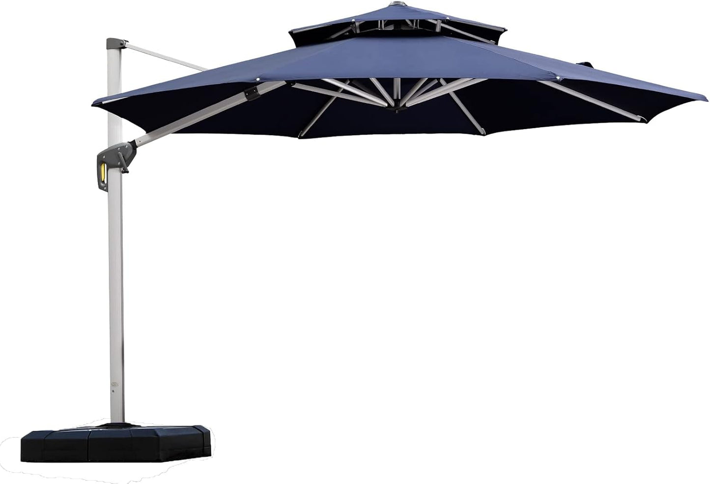 PURPLE LEAF 13 Feet Double Top Round Deluxe Patio Umbrella Offset Hanging Umbrella Outdoor Market Umbrella Garden Umbrella, Beige