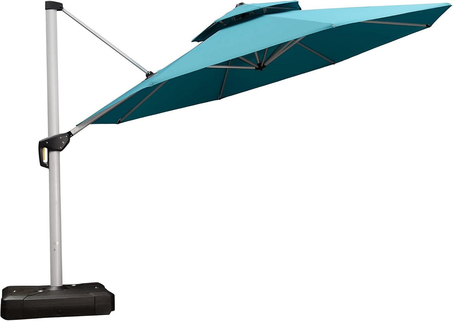 PURPLE LEAF 13 Feet Double Top Round Deluxe Patio Umbrella Offset Hanging Umbrella Outdoor Market Umbrella Garden Umbrella, Beige