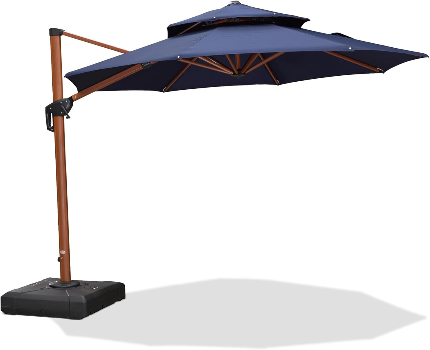 PURPLE LEAF 11ft Patio Umbrella Cantilever Umbrellas Outdoor Round Wood Umbrella Offset Umbrellas Heavy Duty Sun for Garden Deck Pool, Deep Beige