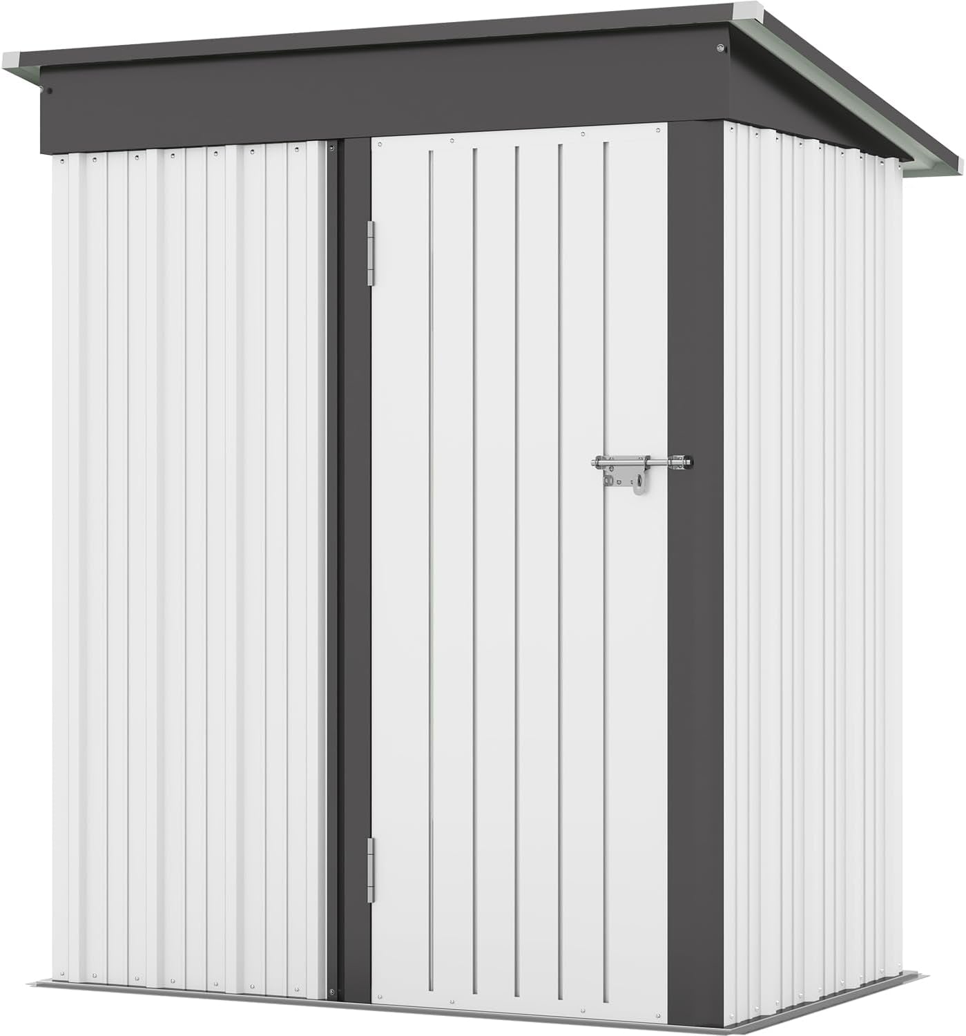 Patiowell 5x3 FT Outdoor Storage Shed, Tool Shed with Sloping Roof and Lockable Door, Metal Shed for Backyard Garden Patio Lawn, Brown