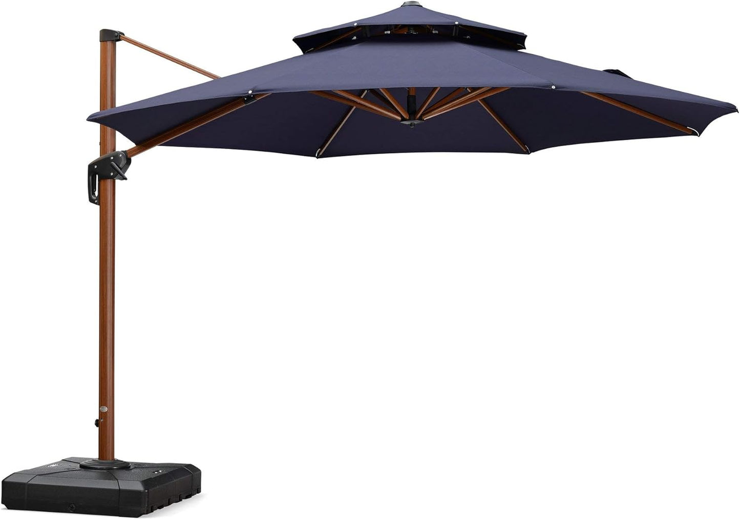 PURPLE LEAF 11ft Patio Umbrella Cantilever Umbrellas Outdoor Round Wood Umbrella Offset Umbrellas Heavy Duty Sun for Garden Deck Pool, Deep Beige