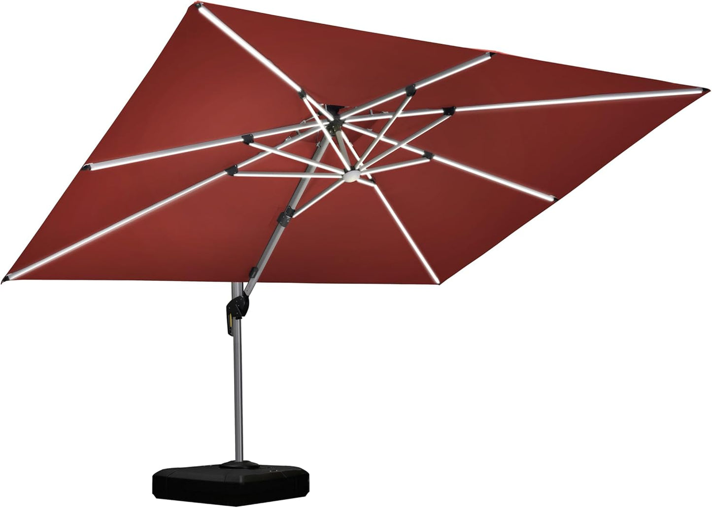 PURPLE LEAF 9' X 12' Solar Powered LED Patio Umbrella Cantilever Umbrellas Offset Double Top Hanging Outdoor Umbrella Market Umbrellas for Garden, Heather Taupe
