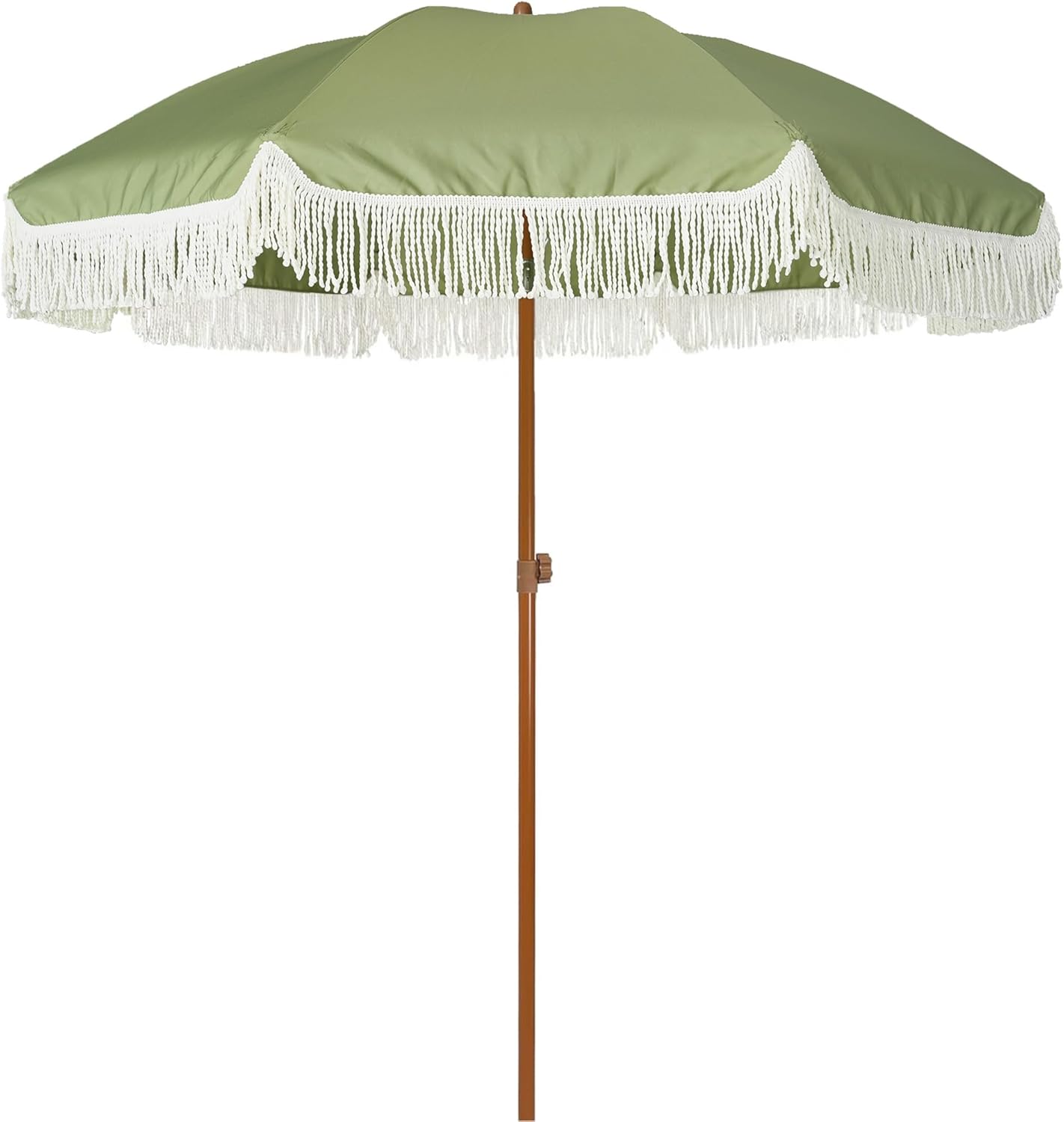 AMMSUN 7ft Patio Umbrella with Fringe Outdoor Tassel Umbrella UPF50+ Premium Steel Pole and Ribs Push Button Tilt, Navy Blue Stripes