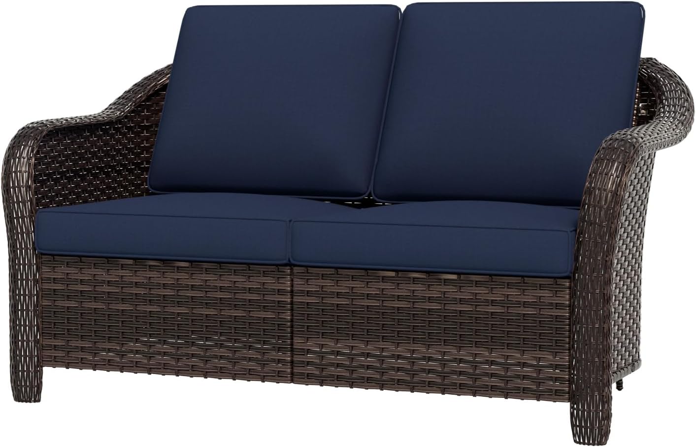 77 inch Outdoor Wicker 3 Seater Sofa, All-Weather Use Patio Rattan Sofa with Seat and Back Cushion, Ideal for Porch, Backyard, Balcony, Poolside, Beige