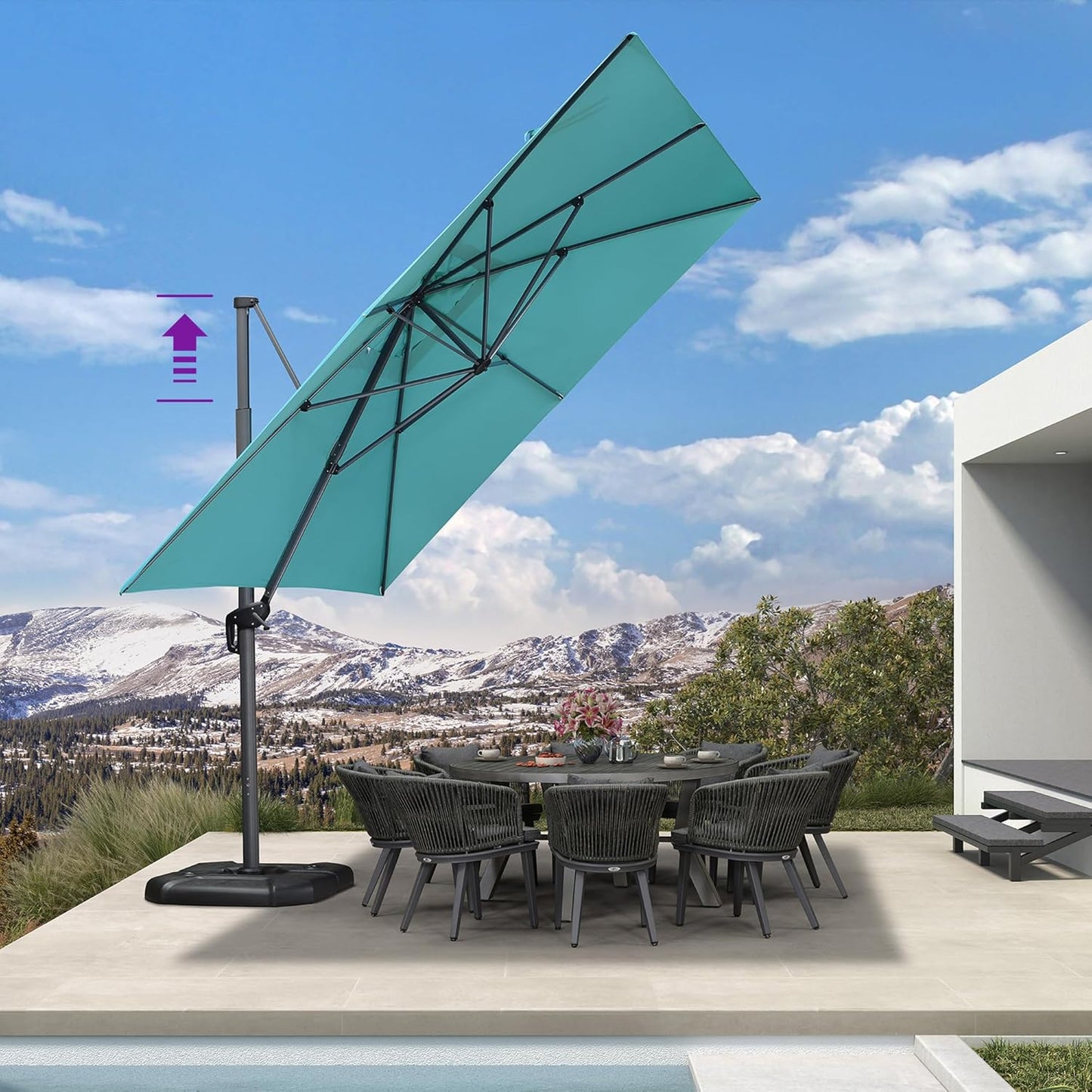 PURPLE LEAF 11 Feet Patio Umbrella Outdoor Cantilever Round Umbrella Aluminum Offset Umbrella with 360-degree Rotation for Garden Deck Pool Patio, Navy Blue