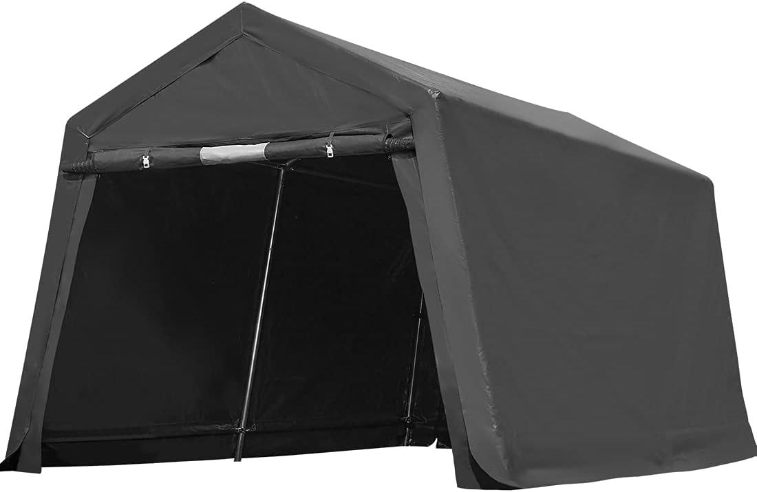 ADVANCE OUTDOOR Heavy Duty 10X20 ft Carport Outdoor Patio Portable Canopy Storage Shelter Shed with 2 Rolled up Zipper Doors & Vents for Snowmobile Garden Tools, Beige