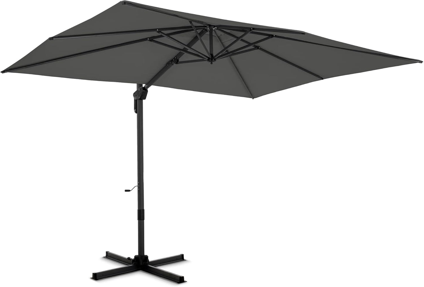 PHI VILLA 10ft Patio Cantilever Umbrella With Base, 360° Rotation & Infinite Tilt Aluminum Square Double Top Outdoor Offset Umbrella, Heavy Duty for Garden Poolside Backyard, Beige