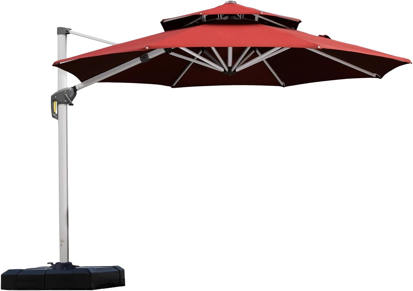 PURPLE LEAF 13 Feet Double Top Round Deluxe Patio Umbrella Offset Hanging Umbrella Outdoor Market Umbrella Garden Umbrella, Beige