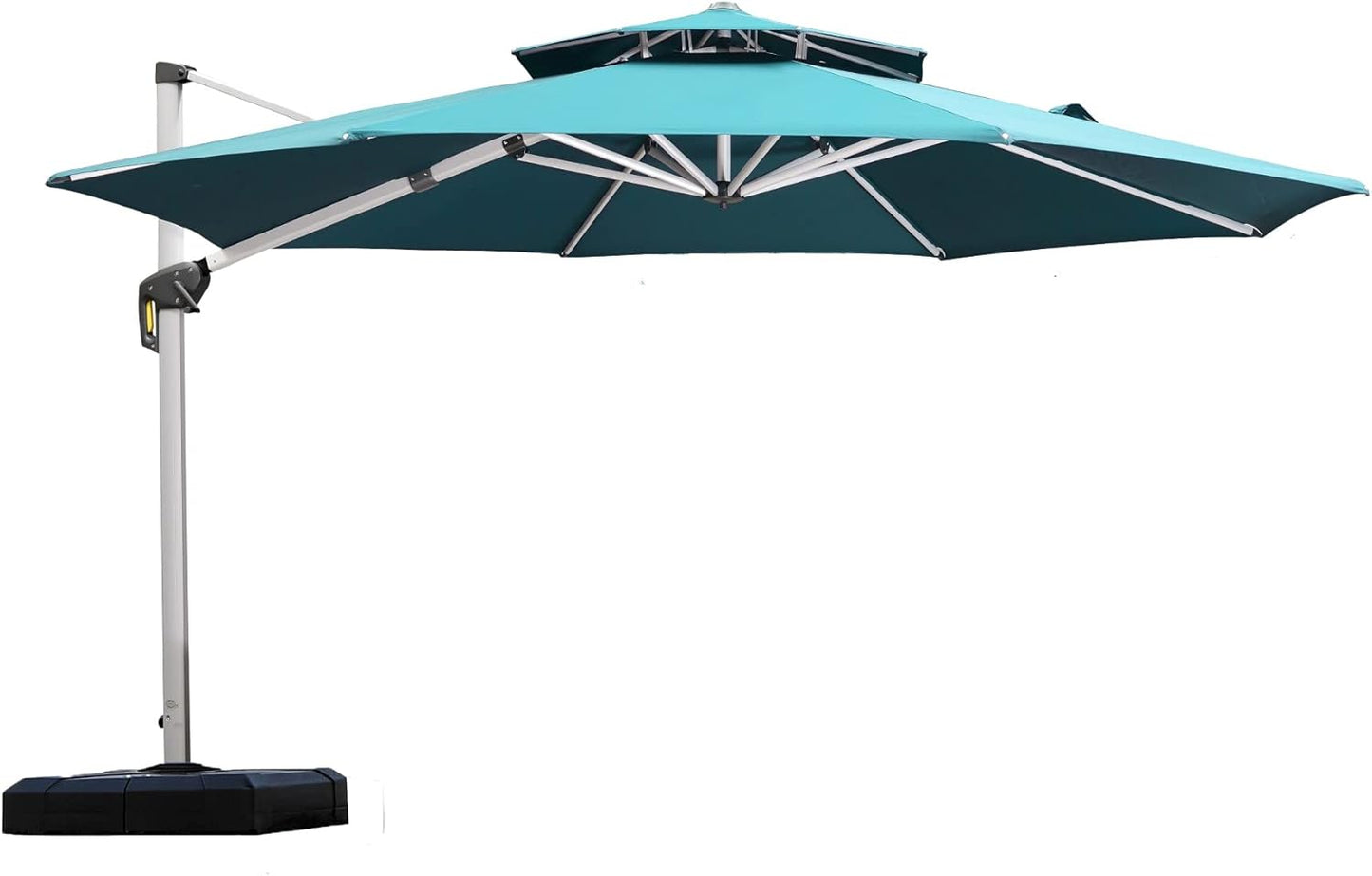 PURPLE LEAF 13 Feet Double Top Round Deluxe Patio Umbrella Offset Hanging Umbrella Outdoor Market Umbrella Garden Umbrella, Beige