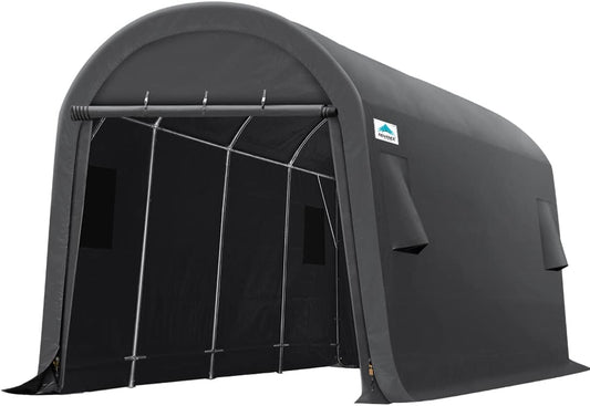 ADVANCE OUTDOOR 10x20 ft Heavy Duty Carport Outdoor Patio Large Space Canopy Storage Shelter Shed with 2 Roll up Zipper Doors & Vents for Snowmobile Garden Tools, Gray