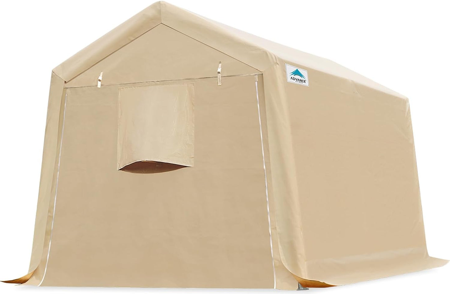 ADVANCE OUTDOOR Heavy Duty 10X20 ft Carport Outdoor Patio Portable Canopy Storage Shelter Shed with 2 Rolled up Zipper Doors & Vents for Snowmobile Garden Tools, Beige