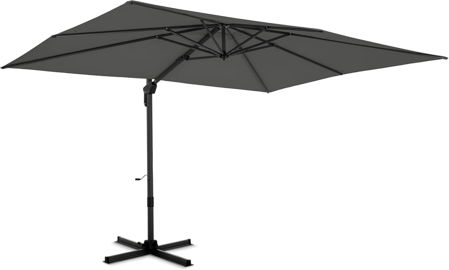 PHI VILLA 10ft Patio Cantilever Umbrella With Base, 360° Rotation & Infinite Tilt Aluminum Square Double Top Outdoor Offset Umbrella, Heavy Duty for Garden Poolside Backyard, Beige