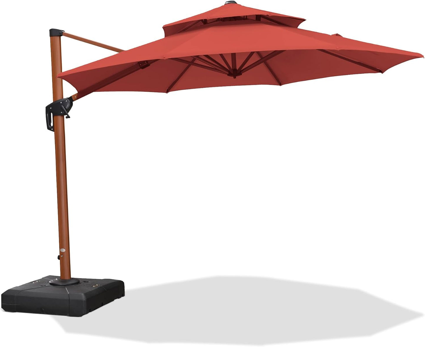 PURPLE LEAF 11ft Patio Umbrella Cantilever Umbrellas Outdoor Round Wood Umbrella Offset Umbrellas Heavy Duty Sun for Garden Deck Pool, Deep Beige
