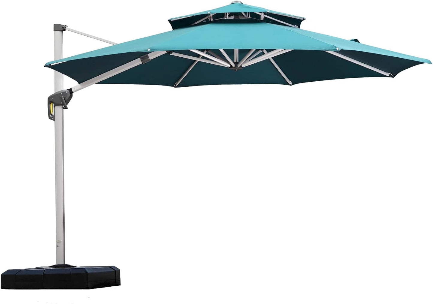 PURPLE LEAF 13 Feet Double Top Round Deluxe Patio Umbrella Offset Hanging Umbrella Outdoor Market Umbrella Garden Umbrella, Beige