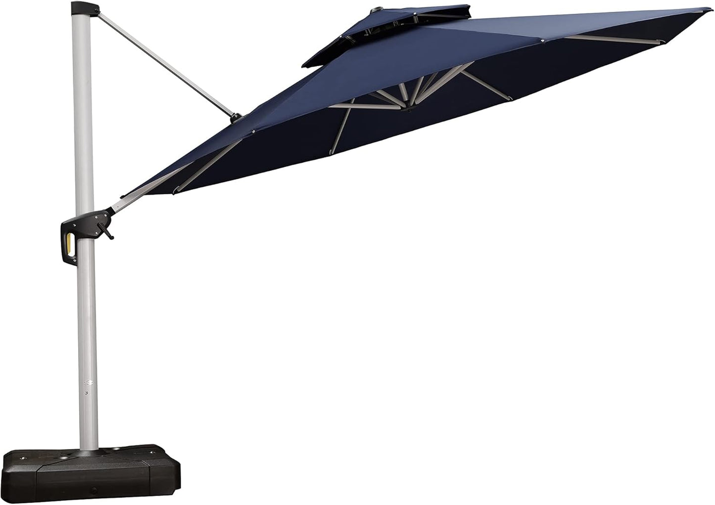 PURPLE LEAF 13 Feet Double Top Round Deluxe Patio Umbrella Offset Hanging Umbrella Outdoor Market Umbrella Garden Umbrella, Beige