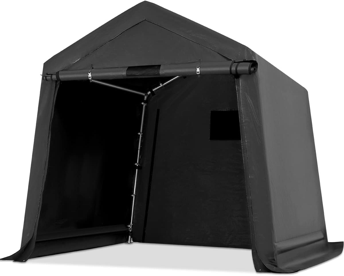 ADVANCE OUTDOOR Heavy Duty 10X20 ft Carport Outdoor Patio Portable Canopy Storage Shelter Shed with 2 Rolled up Zipper Doors & Vents for Snowmobile Garden Tools, Beige