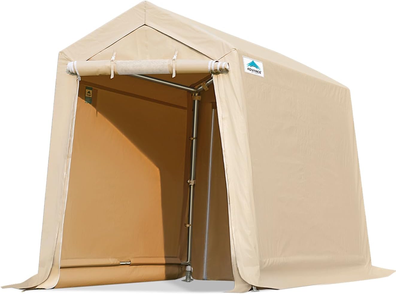 ADVANCE OUTDOOR Heavy Duty 10X20 ft Carport Outdoor Patio Portable Canopy Storage Shelter Shed with 2 Rolled up Zipper Doors & Vents for Snowmobile Garden Tools, Beige