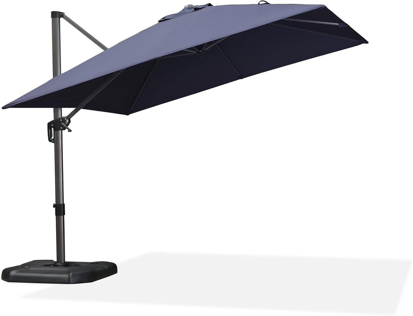 PURPLE LEAF 9' X 11.5' Cantilever Outdoor Rectangle Umbrella Patio Umbrella with Base Offset Umbrella with 360-degree Rotation for Garden Pool Deck Patio Navy Blue