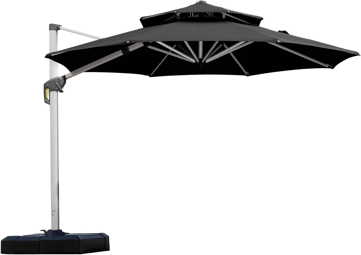 PURPLE LEAF 13 Feet Double Top Round Deluxe Patio Umbrella Offset Hanging Umbrella Outdoor Market Umbrella Garden Umbrella, Beige