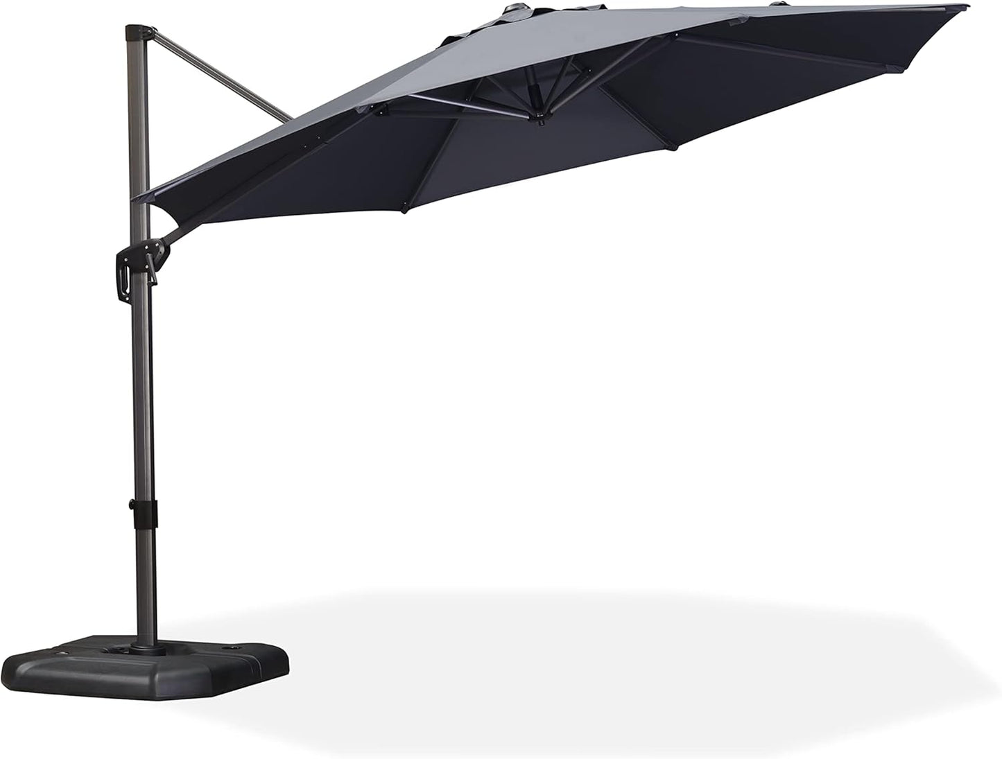 PURPLE LEAF 9' X 11.5' Cantilever Outdoor Rectangle Umbrella Patio Umbrella with Base Offset Umbrella with 360-degree Rotation for Garden Pool Deck Patio Navy Blue