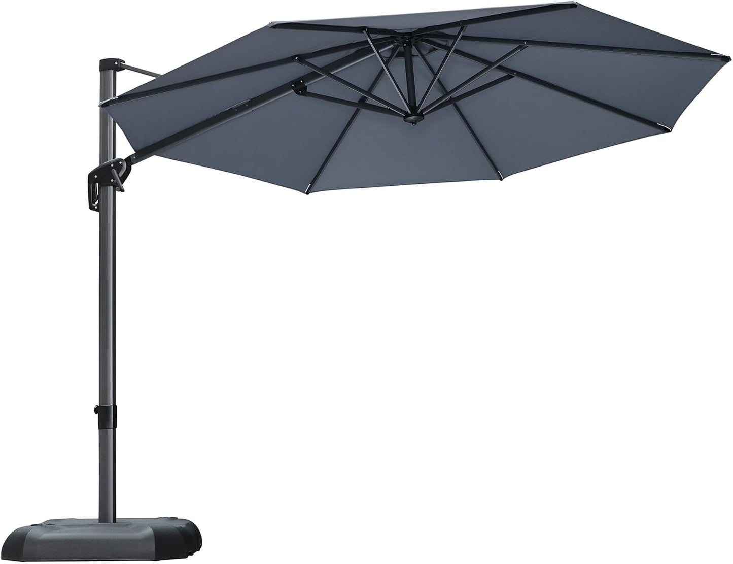 PURPLE LEAF 11 Feet Patio Umbrella Outdoor Cantilever Round Umbrella Aluminum Offset Umbrella with 360-degree Rotation for Garden Deck Pool Patio, Navy Blue