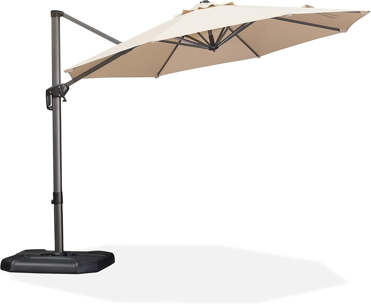 PURPLE LEAF 9' X 11.5' Cantilever Outdoor Rectangle Umbrella Patio Umbrella with Base Offset Umbrella with 360-degree Rotation for Garden Pool Deck Patio Navy Blue