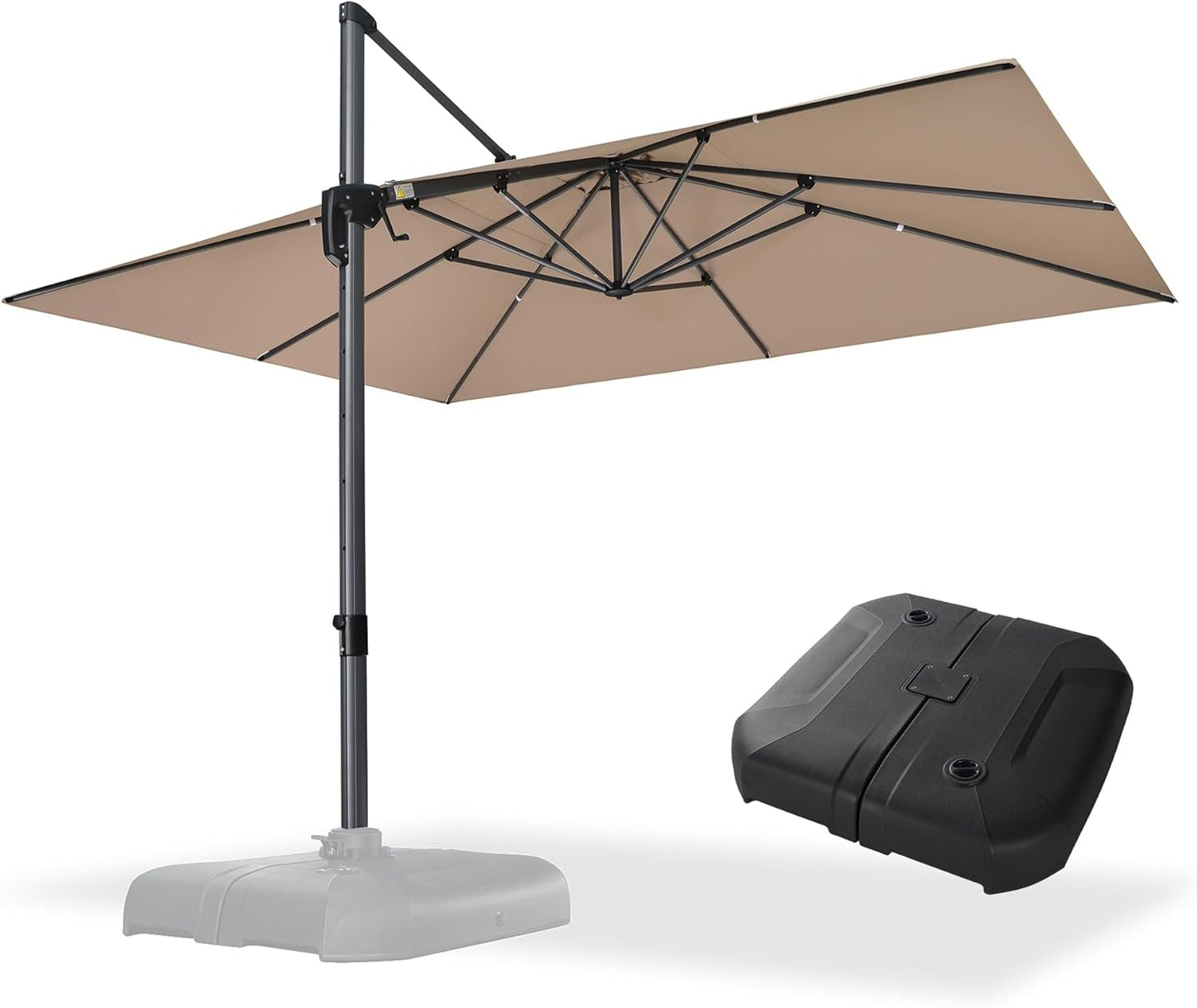 PURPLE LEAF 9' X 11.5' Cantilever Outdoor Rectangle Umbrella Patio Umbrella with Base Offset Umbrella with 360-degree Rotation for Garden Pool Deck Patio Navy Blue