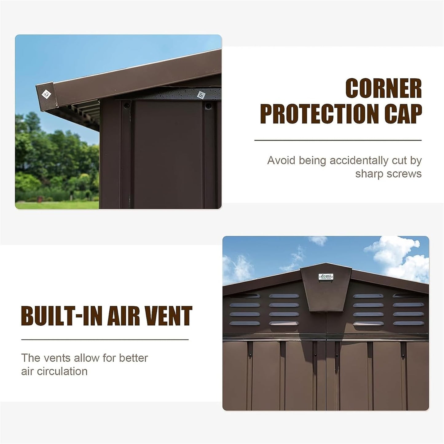 Large Storage Shed 11x12.5ft with Windows, Galvanized Steel Outdoor Garden Shed - 900 Cu.Ft Utility Tool Room, Lockable Double Doors & Sloped Roof for Patio, Backyard (Brown)