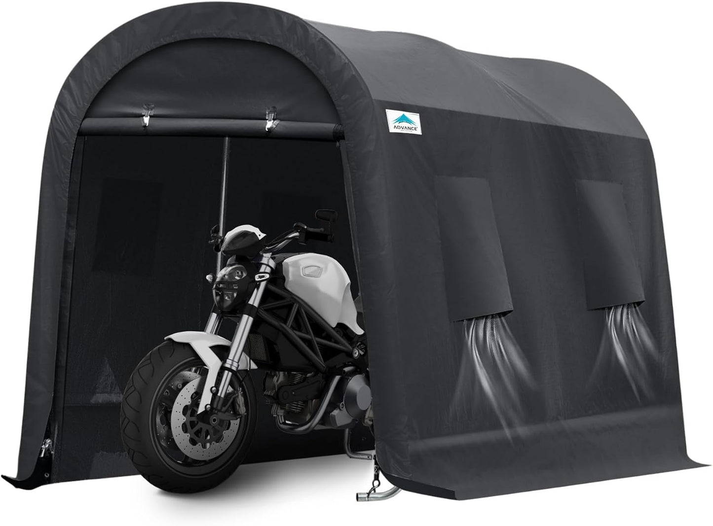 ADVANCE OUTDOOR 10x20 ft Heavy Duty Carport Outdoor Patio Large Space Canopy Storage Shelter Shed with 2 Roll up Zipper Doors & Vents for Snowmobile Garden Tools, Gray