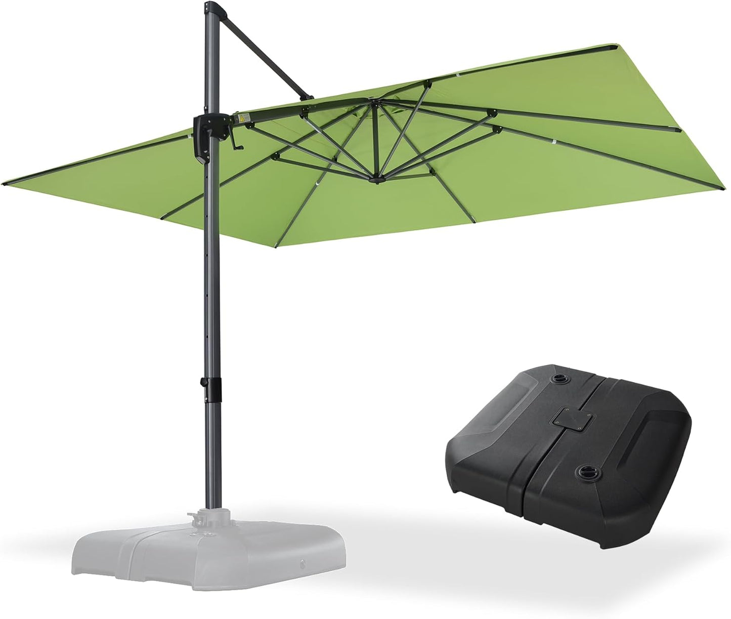PURPLE LEAF 9' X 11.5' Cantilever Outdoor Rectangle Umbrella Patio Umbrella with Base Offset Umbrella with 360-degree Rotation for Garden Pool Deck Patio Navy Blue