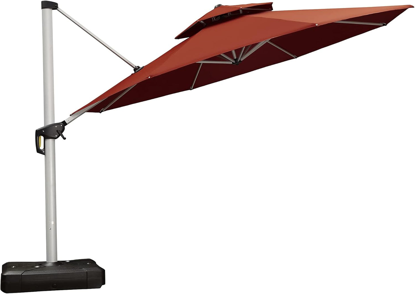 PURPLE LEAF 13 Feet Double Top Round Deluxe Patio Umbrella Offset Hanging Umbrella Outdoor Market Umbrella Garden Umbrella, Beige