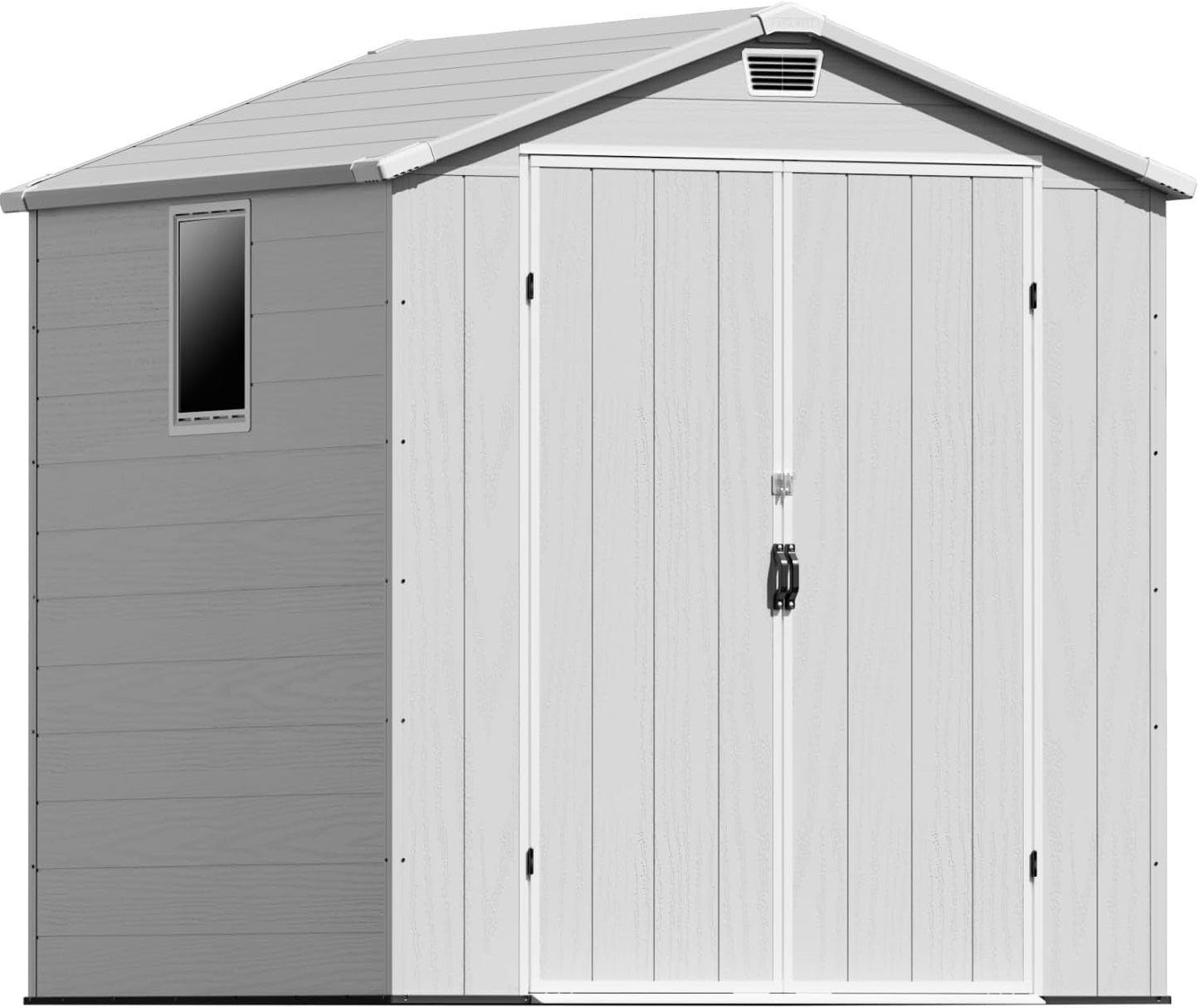 Patiowell 6 x 4 FT Plastic Outdoor Storage Shed with Floor, Resin Outside Tool Shed with Window and Lockable Door for Garden, Backyard, Tool Storage Use, Easy to Install, Light Grey