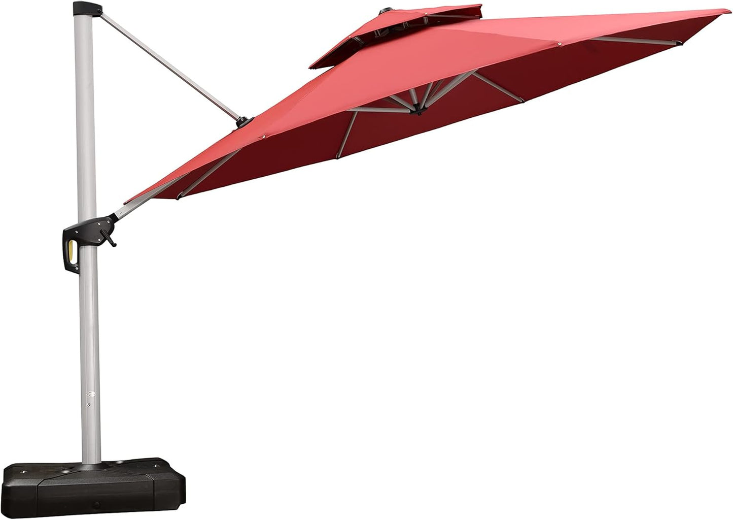 PURPLE LEAF 13 Feet Double Top Round Deluxe Patio Umbrella Offset Hanging Umbrella Outdoor Market Umbrella Garden Umbrella, Beige