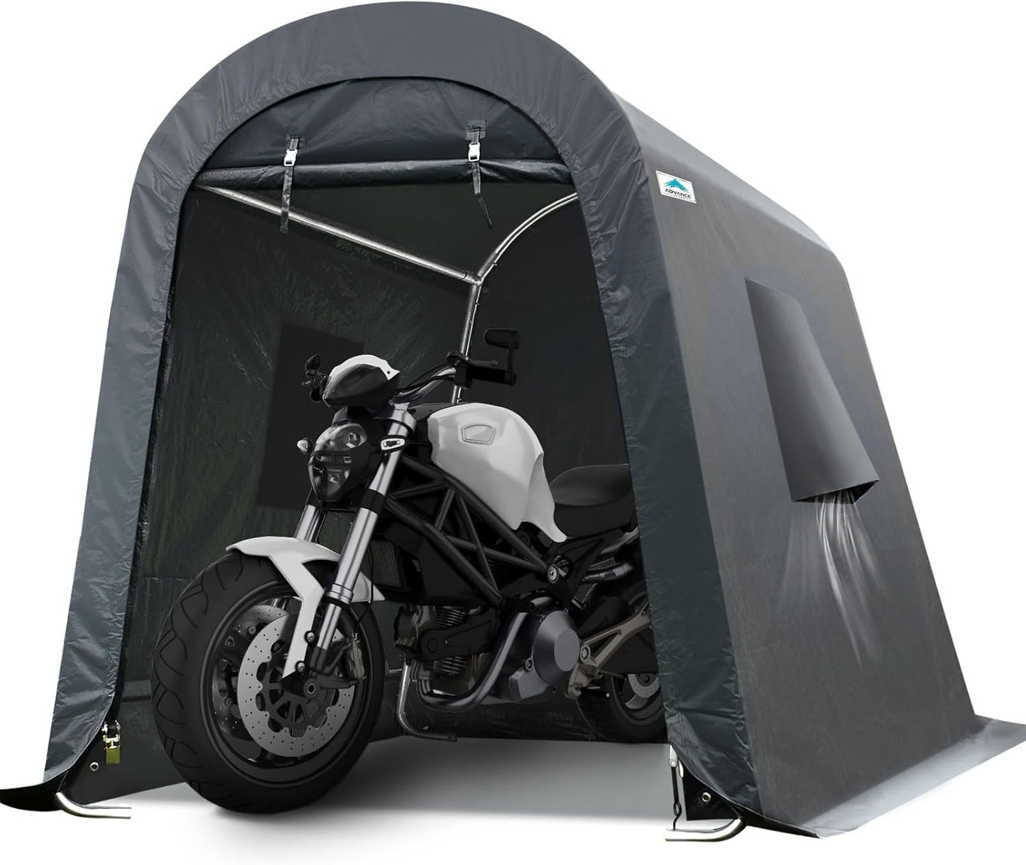 ADVANCE OUTDOOR 10x20 ft Heavy Duty Carport Outdoor Patio Large Space Canopy Storage Shelter Shed with 2 Roll up Zipper Doors & Vents for Snowmobile Garden Tools, Gray