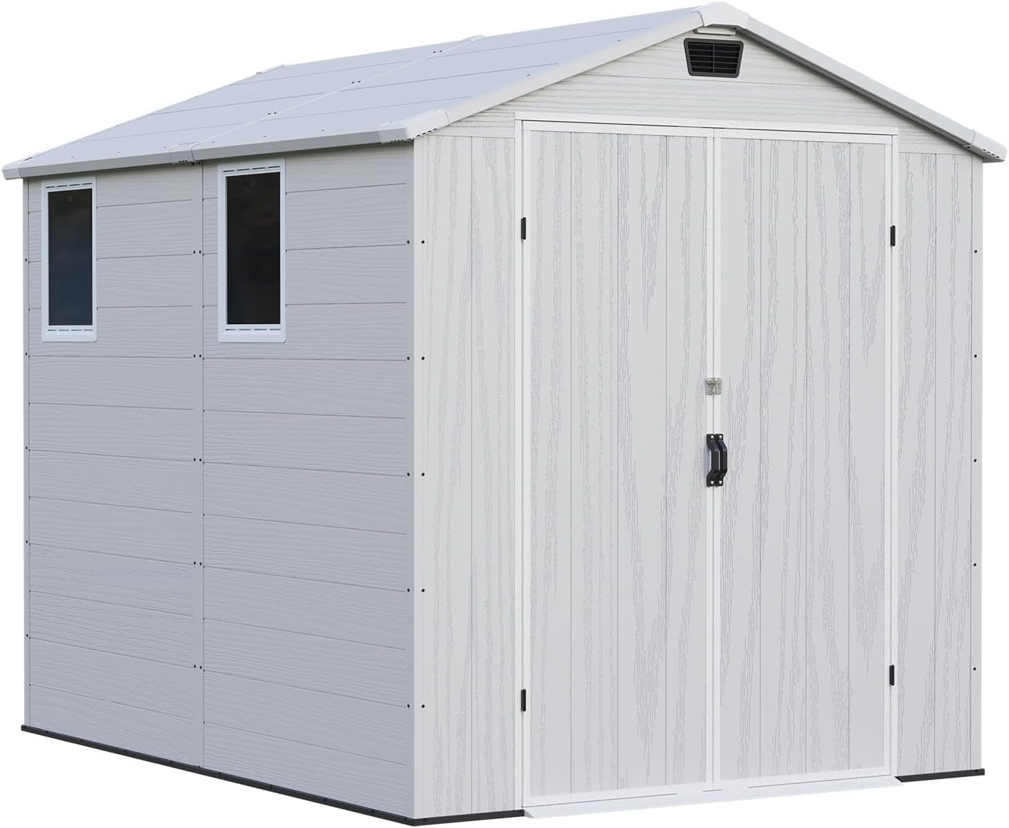 Patiowell 6 x 4 FT Plastic Outdoor Storage Shed with Floor, Resin Outside Tool Shed with Window and Lockable Door for Garden, Backyard, Tool Storage Use, Easy to Install, Light Grey