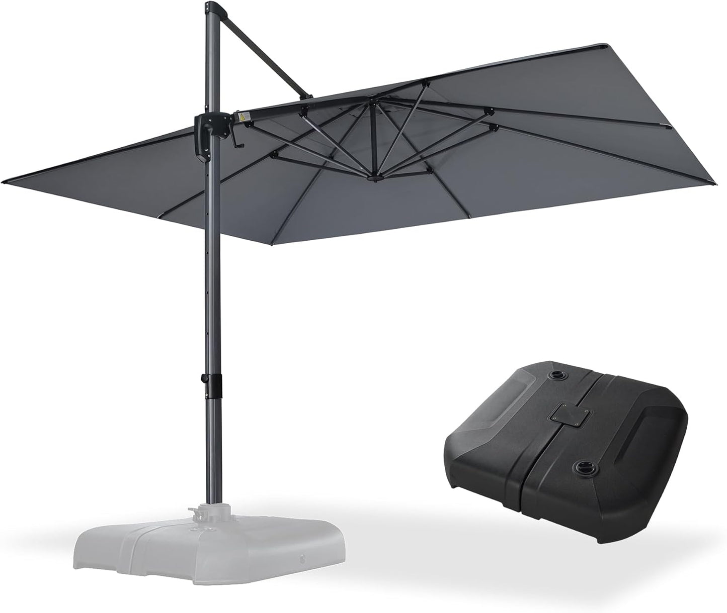 PURPLE LEAF 9' X 11.5' Cantilever Outdoor Rectangle Umbrella Patio Umbrella with Base Offset Umbrella with 360-degree Rotation for Garden Pool Deck Patio Navy Blue