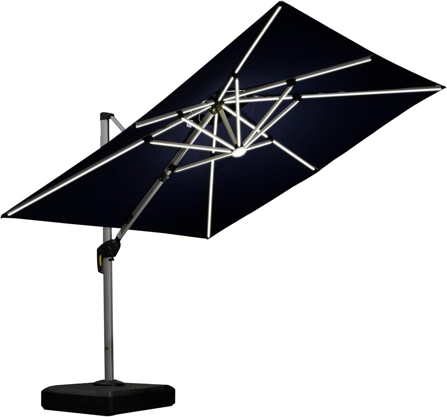 PURPLE LEAF 9' X 12' Solar Powered LED Patio Umbrella Cantilever Umbrellas Offset Double Top Hanging Outdoor Umbrella Market Umbrellas for Garden, Heather Taupe