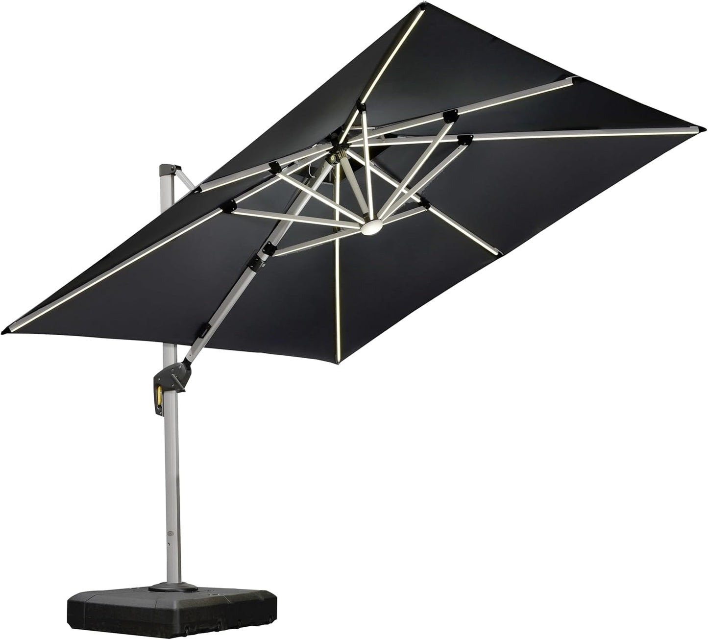 PURPLE LEAF 9' X 12' Solar Powered LED Patio Umbrella Cantilever Umbrellas Offset Double Top Hanging Outdoor Umbrella Market Umbrellas for Garden, Heather Taupe