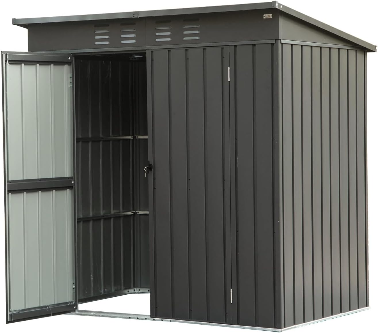 Large Storage Shed 11x12.5ft with Windows, Galvanized Steel Outdoor Garden Shed - 900 Cu.Ft Utility Tool Room, Lockable Double Doors & Sloped Roof for Patio, Backyard (Brown)