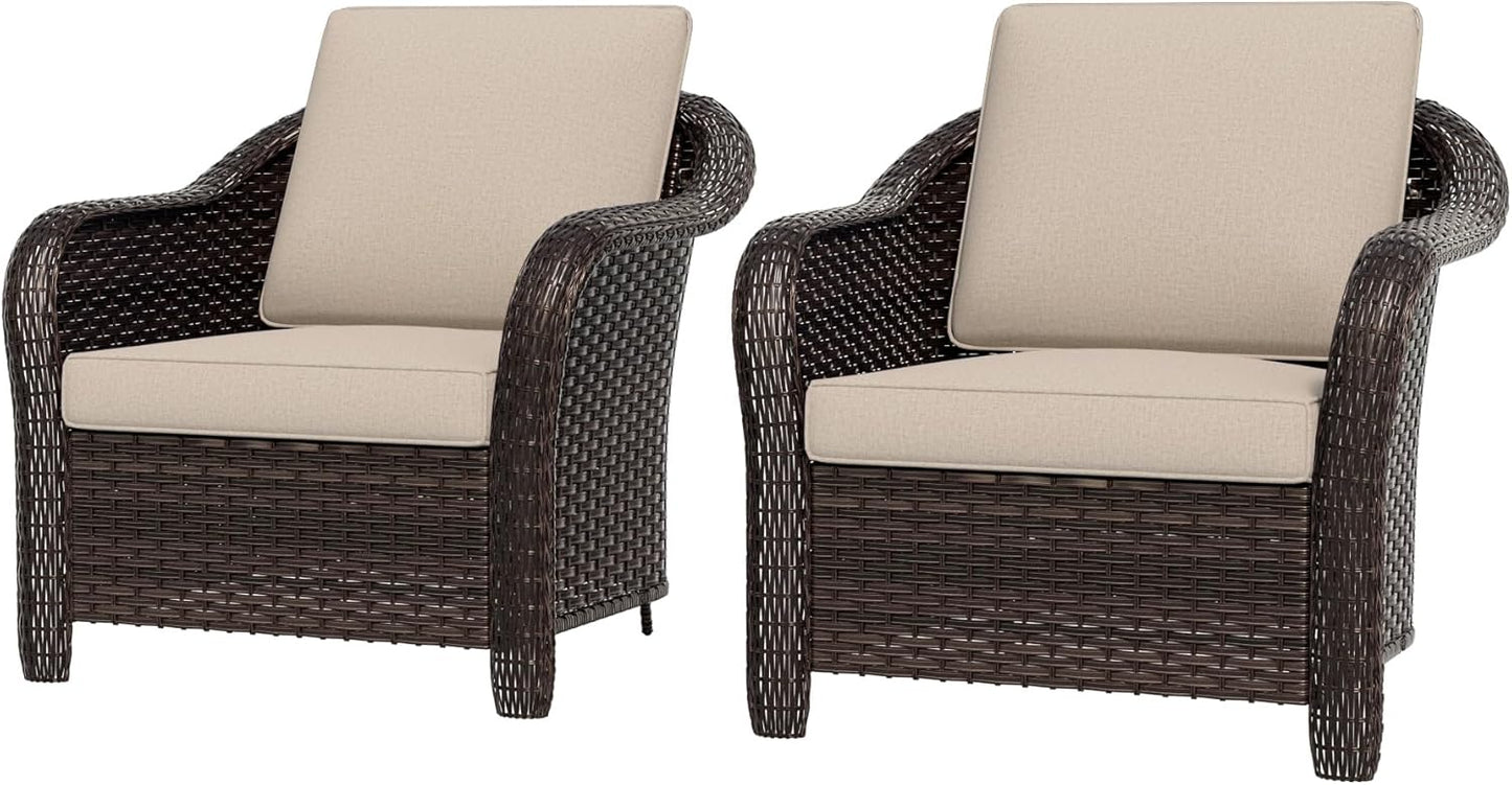 77 inch Outdoor Wicker 3 Seater Sofa, All-Weather Use Patio Rattan Sofa with Seat and Back Cushion, Ideal for Porch, Backyard, Balcony, Poolside, Beige