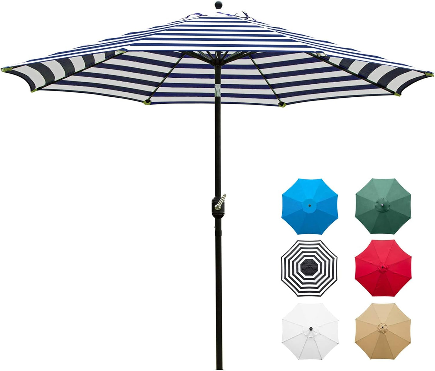 Sunnyglade 9' Patio Umbrella Outdoor Table Umbrella with 8 Sturdy Ribs (Black and White)