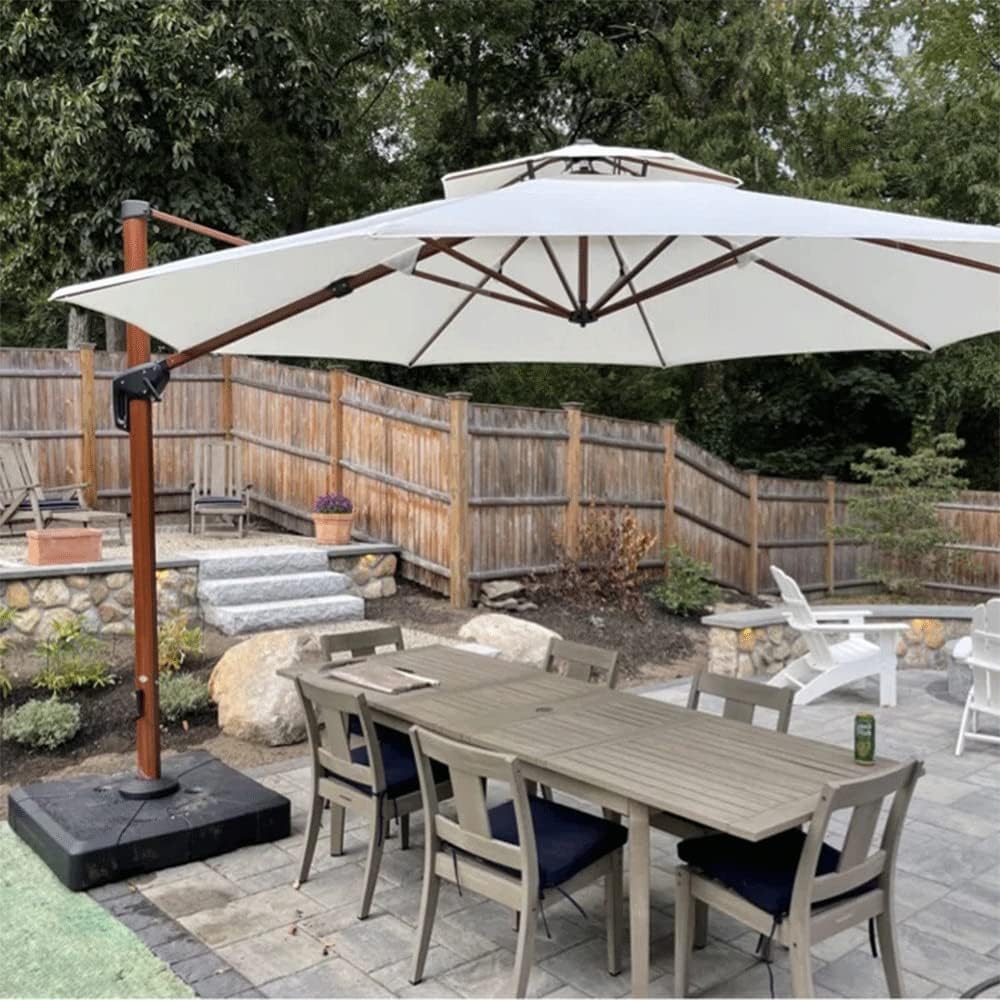PURPLE LEAF 11ft Patio Umbrella Cantilever Umbrellas Outdoor Round Wood Umbrella Offset Umbrellas Heavy Duty Sun for Garden Deck Pool, Deep Beige