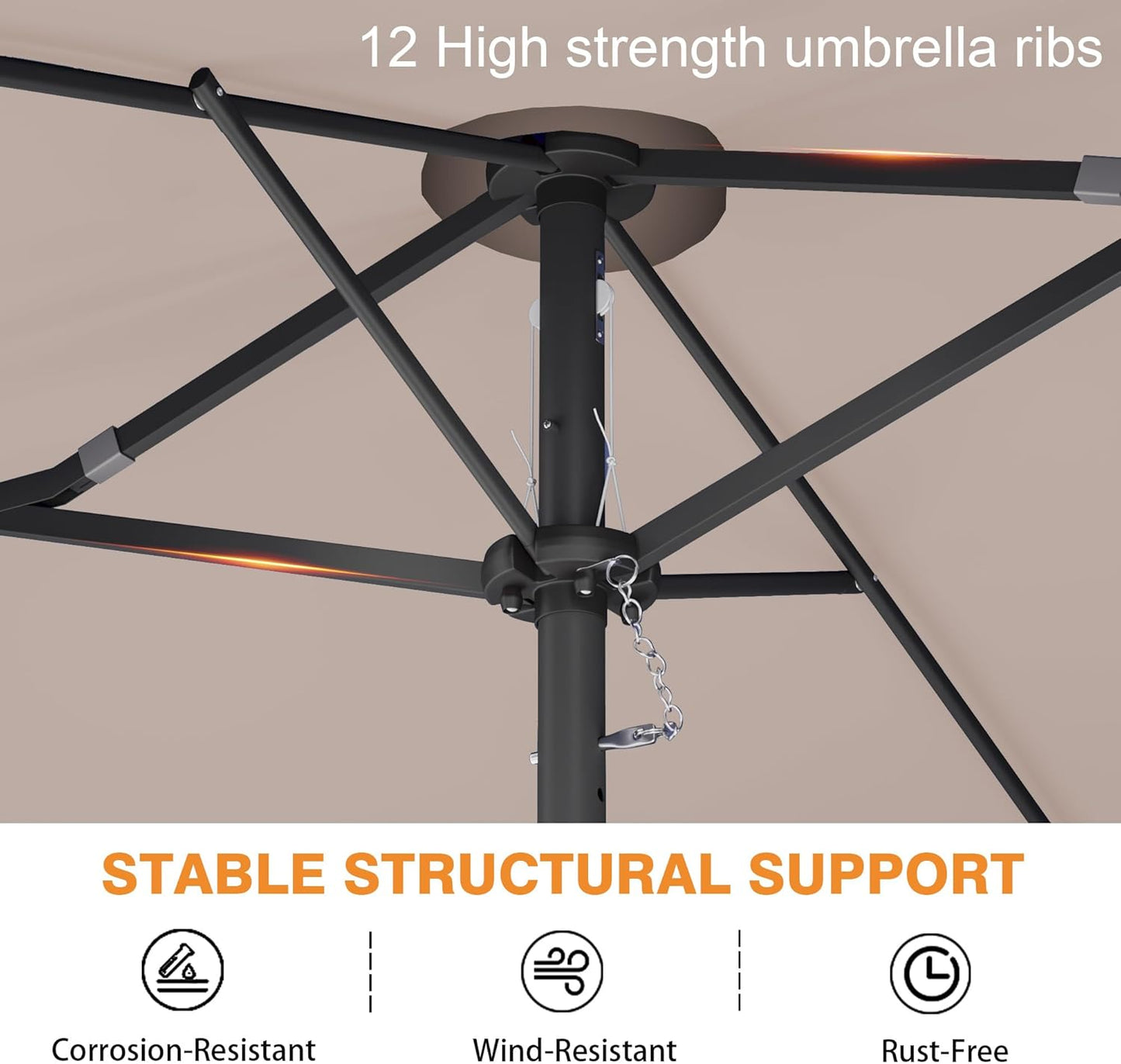 15ft Patio Umbrella with Base,Large Outdoor Double-Sided Rectangle Umbrella with Crank Handle, Market Umbrella for Poolside Garden Deck Backyard Beach Pools, Beige