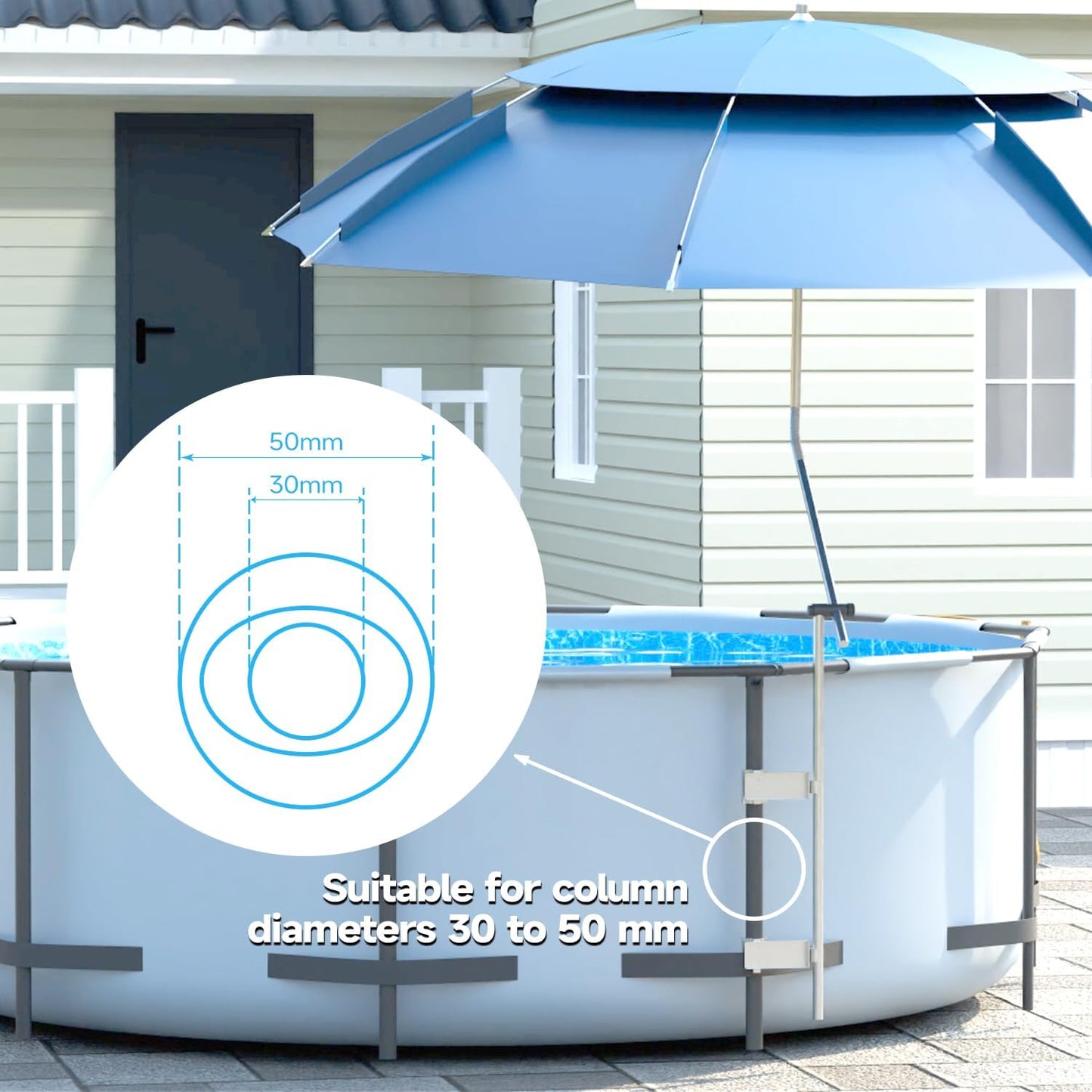 Above Ground Pool Umbrellas, Outdoor Pool Sunshade for Oval or Rectangular Swimming Pools, Multi-functional Patio Umbrella for Garden, Must have Pool Accessories