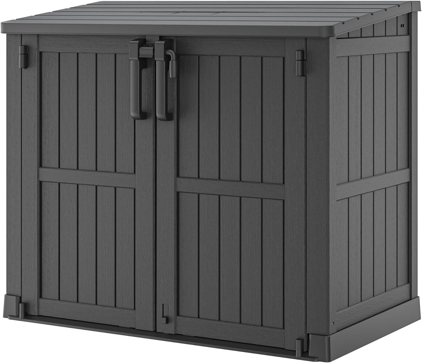 Outdoor Resin Storage Shed 36 Cu. Ft. Garden Horizontal Storage Large Capacity Weather Resistant Storage Box, Lockable Resin Waterproof Shed for Garbage Cans, Garden Tools