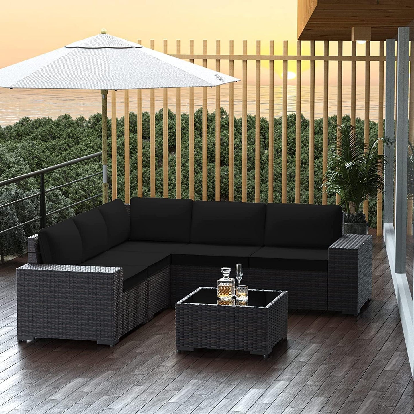 12 Pcs Outdoor Patio Furniture Set Outdoor Furniture All Weather Patio Sectional Sofa PE Wicker Modular Conversation Sets with Coffee Table, Swivel Rocking Chair (Grey)